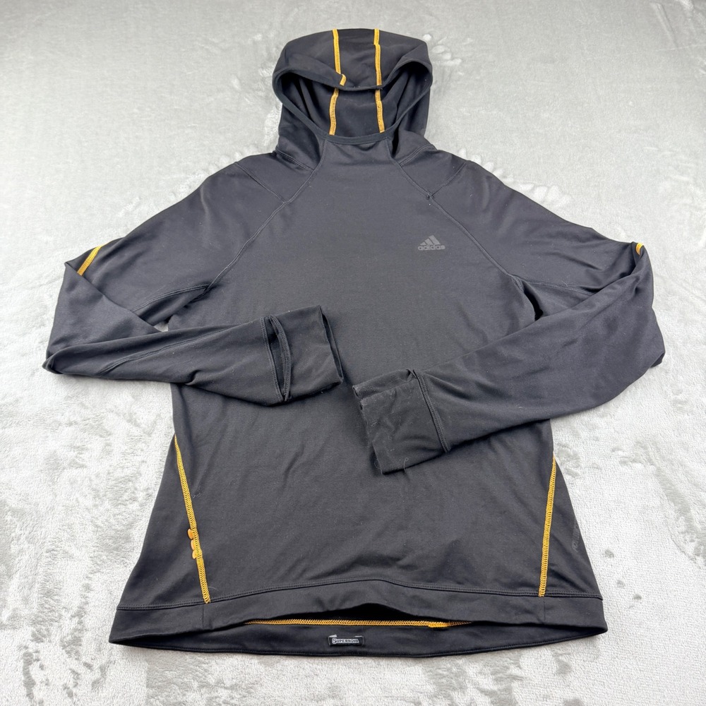 Adidas 2000s Supernova Men's Large Black Yellow Stitching Running Hoodie 687538